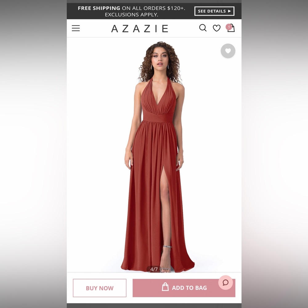 Azazie Terracotta Halter Neck Bridesmaids Dress